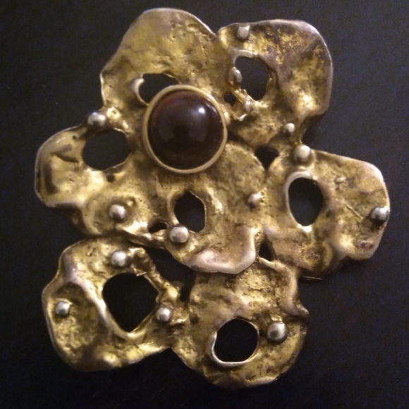 Sterling Silver Israel Brutalist Brooch/Pendant